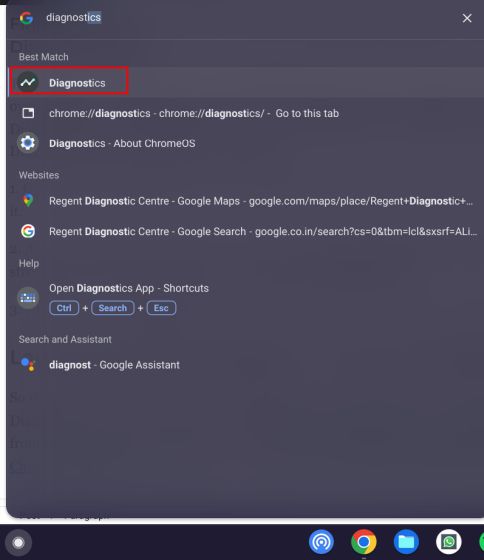 Chromebook యొక్క డయాగ్నస్టిక్ యాప్